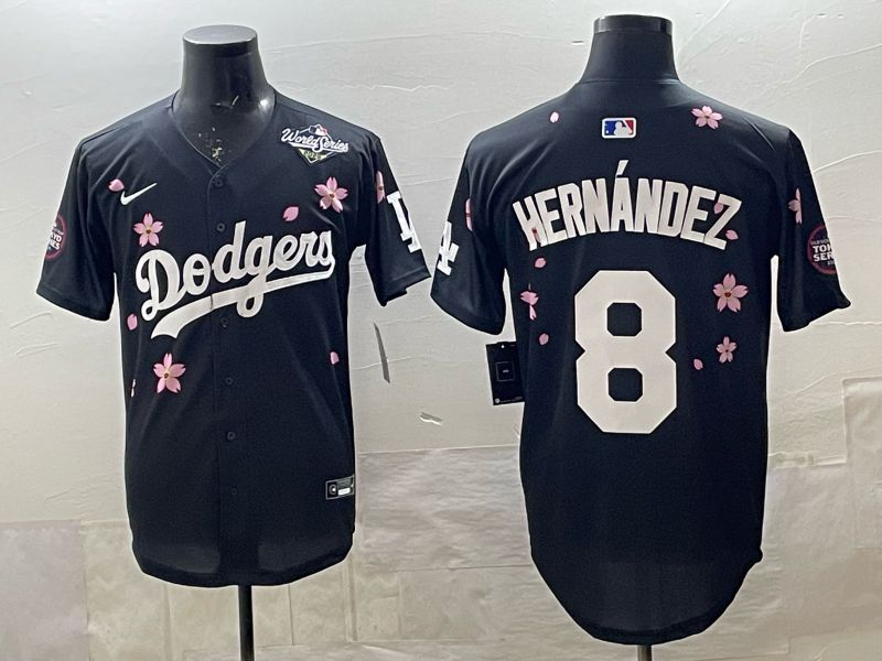 Men 2025 Nike Los Angeles Dodgers #8 Hernandez Black Game MLB Jersey 03->los angeles dodgers->MLB Jersey